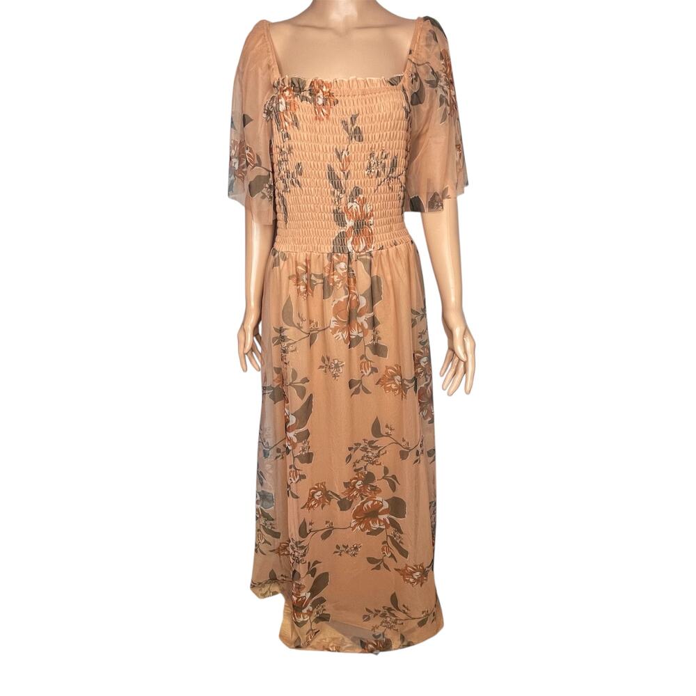 Baltic Born Tivolli Tulle Maxi Dress size 2X copper floral sheer wedding guest - Picture 2 of 11